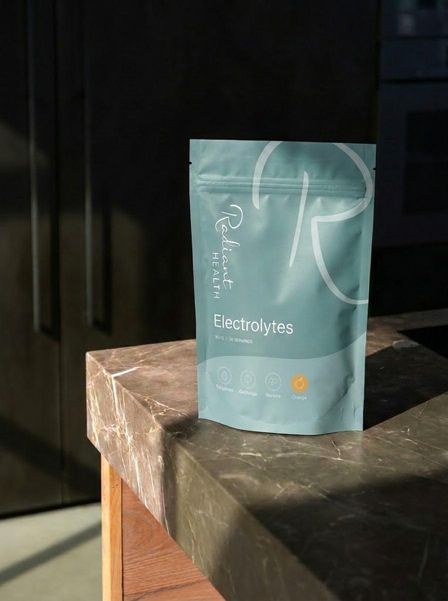 Radiant Health Electrolytes Orange, pose